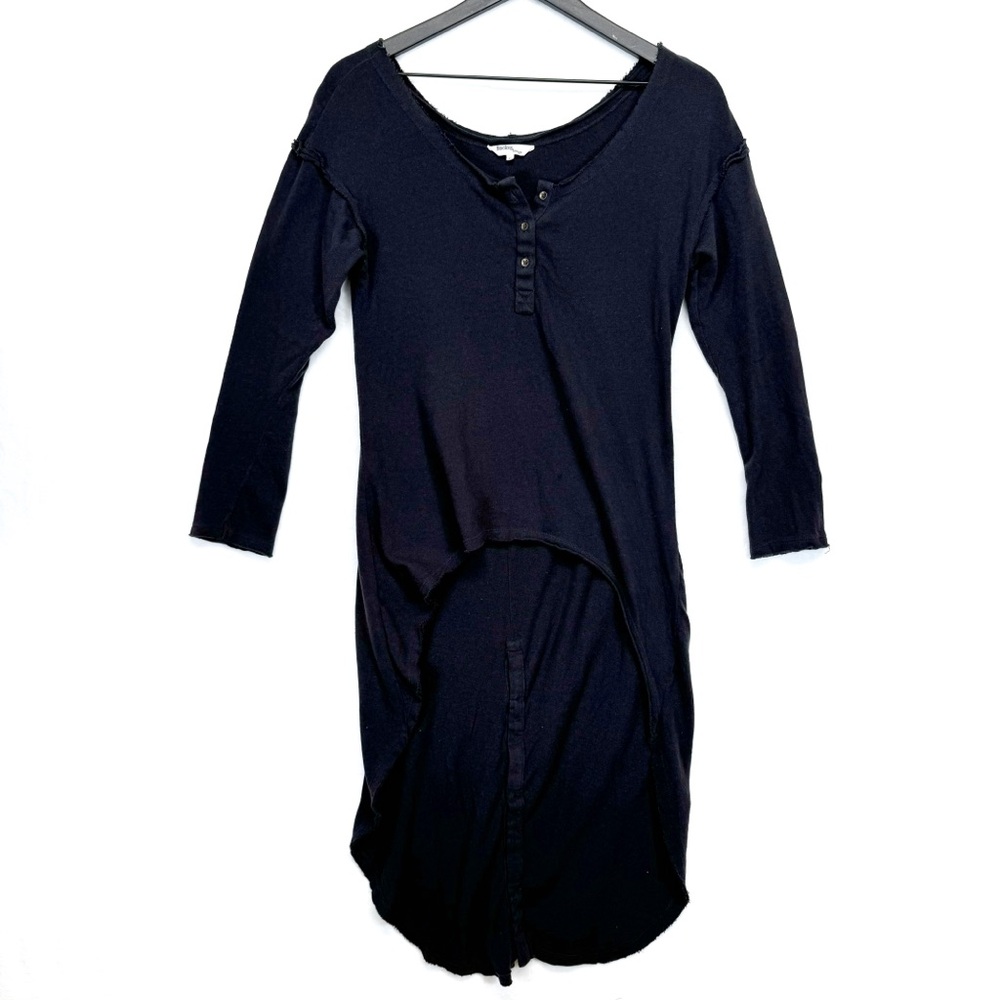 Womens Cotton High Low Maxi Top Black Medium 3/4 Sleeve Henley Teen Football